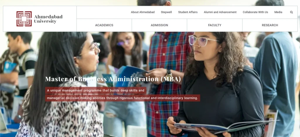 MBA colleges in Ahmedabad Ahmedabad University