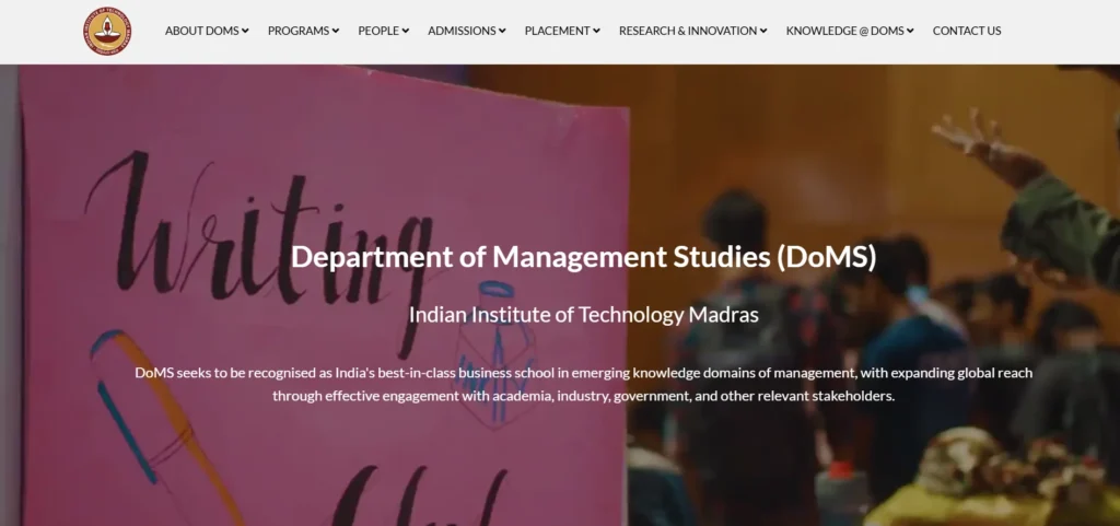 MBA College in Chennai - Department of Management Studies (DoMS), IIT Madras