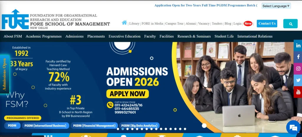 FORE School of Management, New Delhi - MBA College in Delhi
