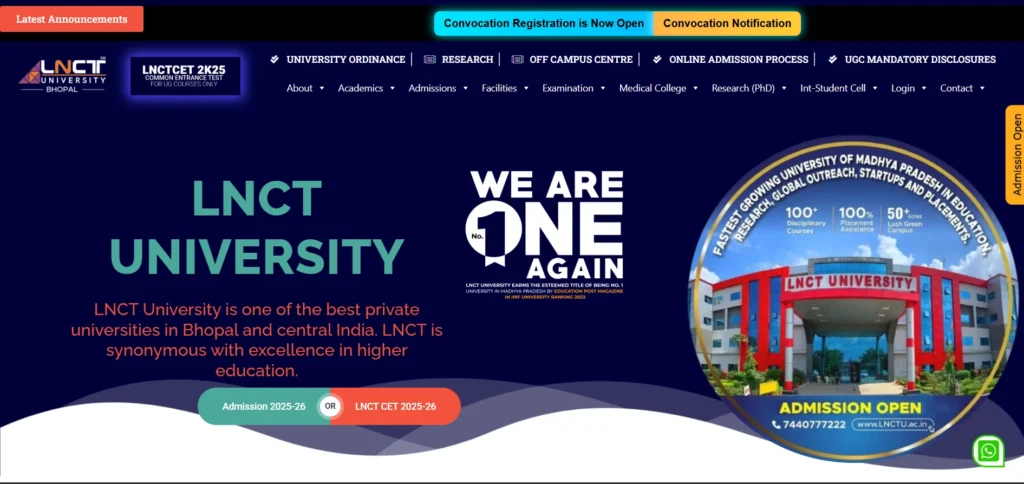 MBA college in Bhopal - Lakshmi Narain College of Technology (LNCT) University, Bhopal