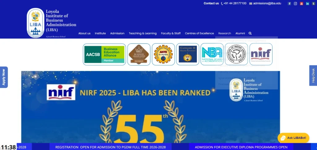 MBA College in Chennai - Loyola institute of business administration (LIBA)