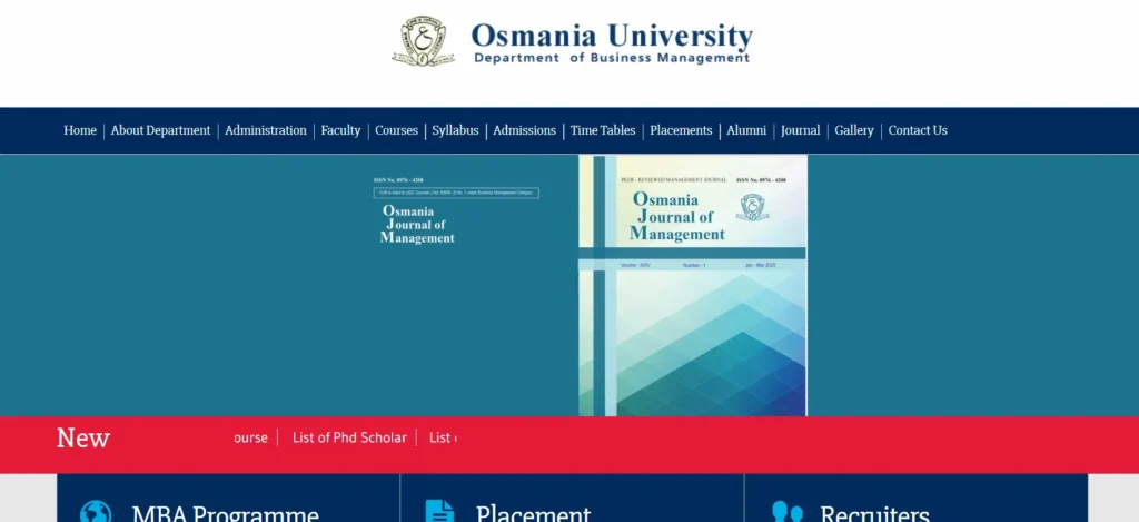 Osmania University – Department of Business Management (DBM), Hyderabad - MBA College In Hyderabad