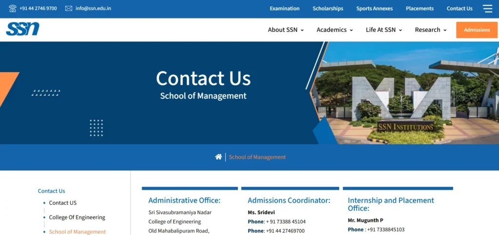 MBA College in Chennai - SSN School of Management