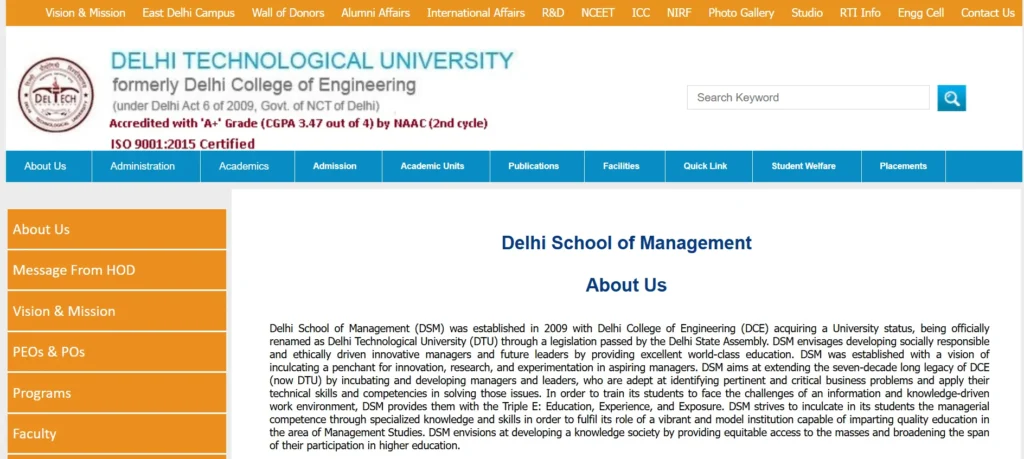 School of Management and Entrepreneurship, Delhi Technological University (DTU) - MBA College in Delhi
