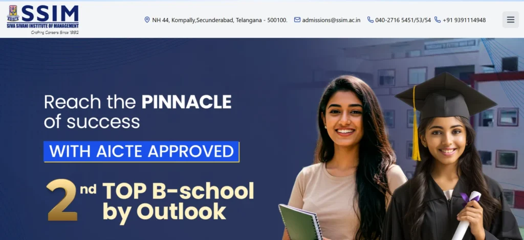 Siva Sivani Institute of Management (SSIM), Secunderabad - MBA College In Hyderabad