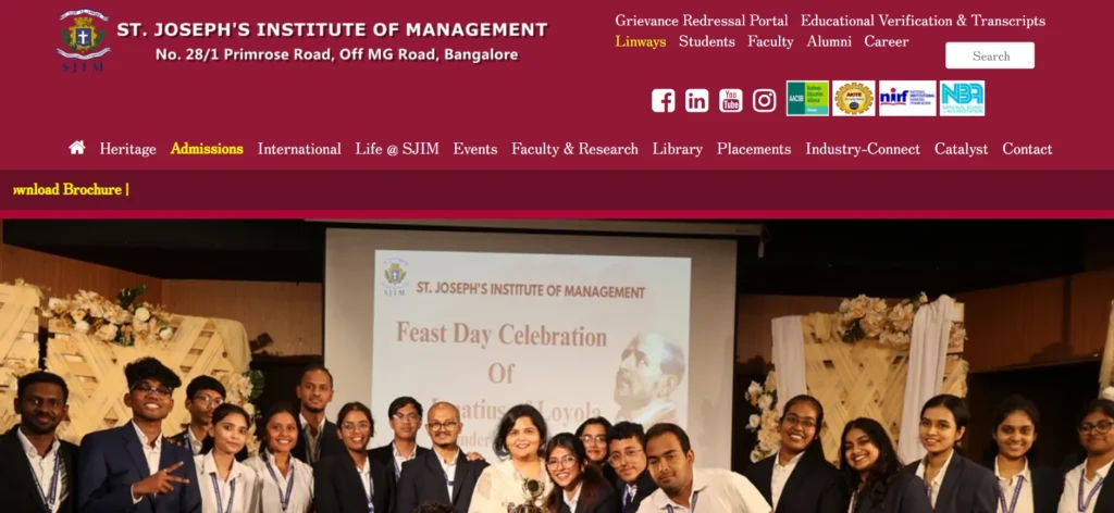 St. Joseph’s Institute of Management (SJIM)
 - MBA College in Bangalore