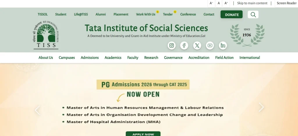 Tata Institute of Social Sciences (TISS) – School of Management & Labour Studies, Deonar - MBA College In Mumbai