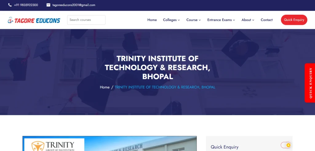 MBA college in Bhopal - Trinity Institute of Technology & Research, Bhopal