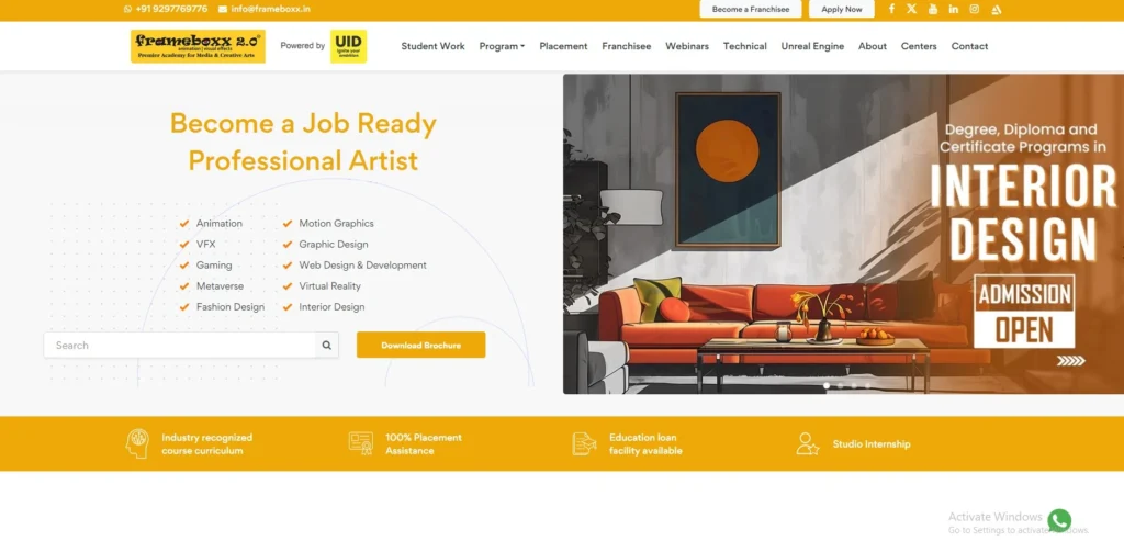 Graphic Design Courses
- Frameboxx Animation & Visual Effects, Kolkata