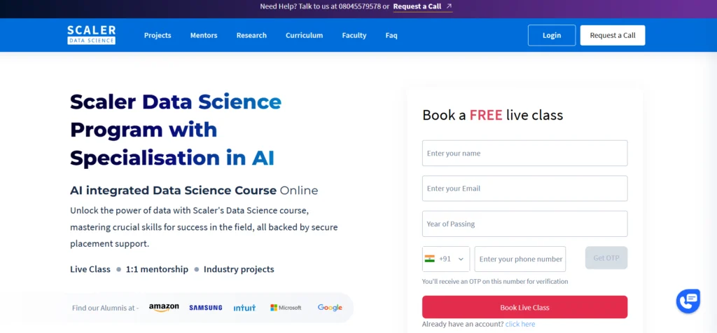 Data Science Courses in India
- Scaler – Data Science Program