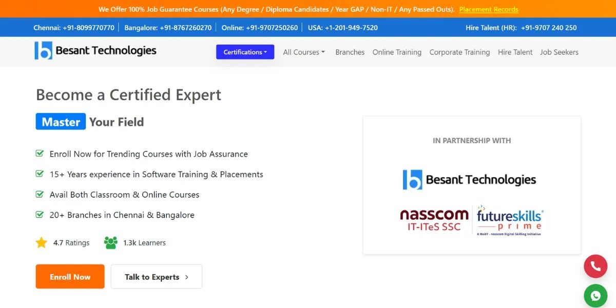 Besant Technologies - Artificial Intelligence Course in Chennai