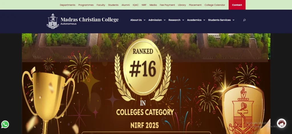 BCA Colleges in India
-Madras Christian College (MCC), Chennai