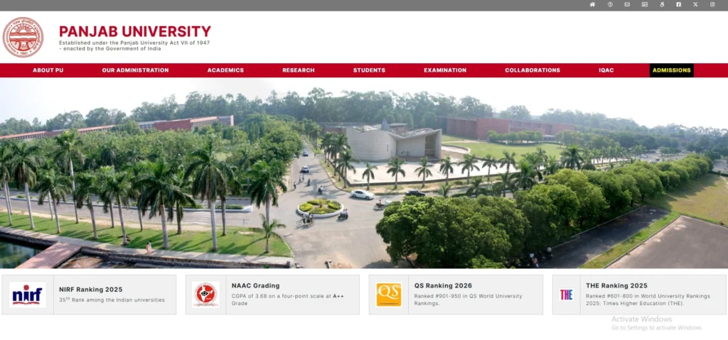 BCA Colleges in India
- Panjab University