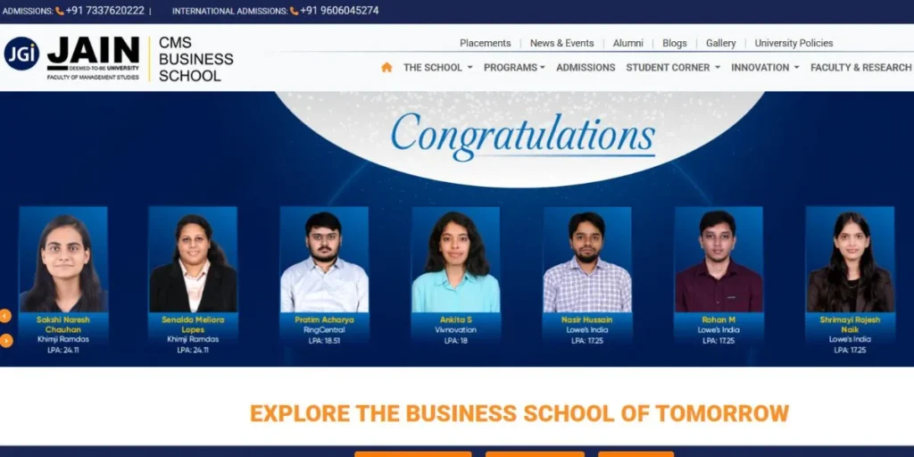 Jain (Deemed-to-be University) - CMS Business School - Colleges for MBA in Digital Marketing in Bangalore