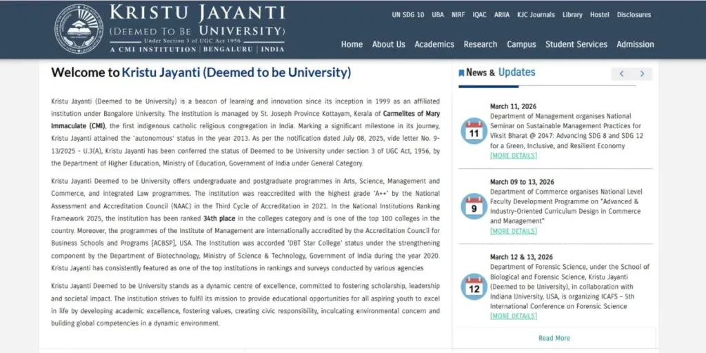 Kristu Jayanti College - Colleges for MBA in Digital Marketing in Bangalore
